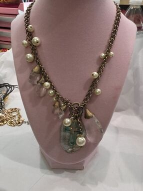 Vintage-Inspired Pearl & Crystal Charm Necklace -